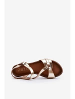 model 21647967 Dámské kožené sandály zlaté - Zazoo