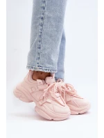 Sneakersy Damskie Na Masywnej Podeszwie Różowe Windamella