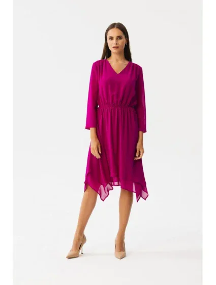 S354 Vrstvené šifónové šaty - rubínové S354 Vrstvené šifónové šaty - rubínové