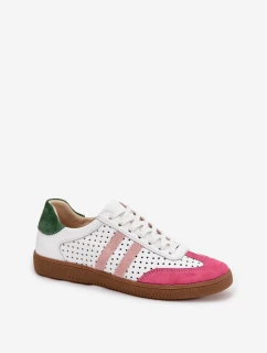 Dámske kožené šnurovacie tenisky Zazoo - biela/ružová