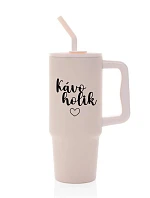 KÁVOHOLIK - růžový cestovní termohrnek 900 ml