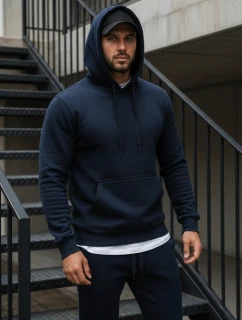 Pánská mikina s kapucí tmavě modrá model 21961993 - Dstreet