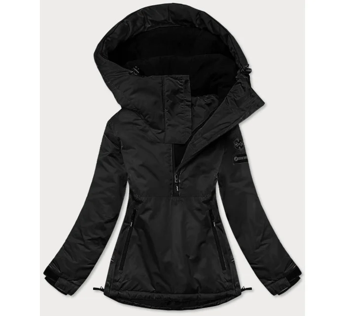 Čierna dámska zimná bunda s klokankou (b2361)