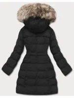 Čierna dámska zimná bunda s kapucňou (m-21603)