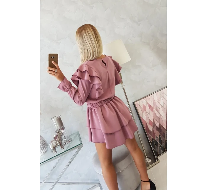 Šaty so zvislými volánmi tmavo ružové Šaty so zvislými volánmi tmavo ružové