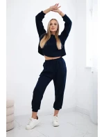 Viskózový set Amour tepláková súprava + nohavice námornícka modrá