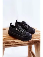 Dziecięce Skórzane Trampki BIG STAR KK374059 Czarne Dziecięce Skórzane Trampki BIG STAR KK374059 Czarne