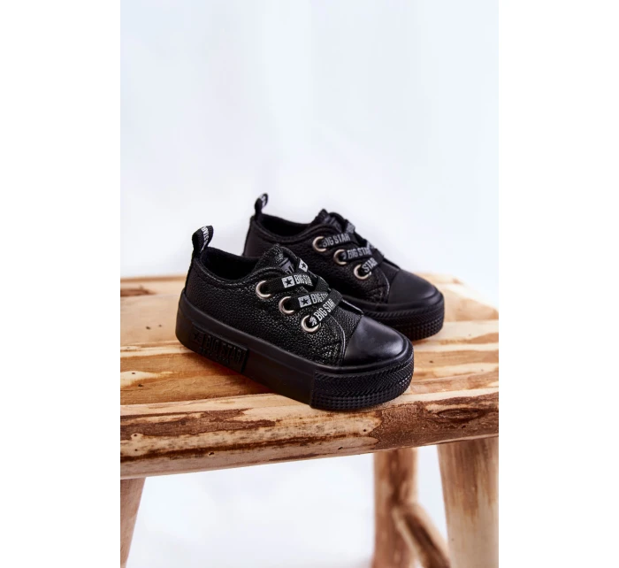 Dziecięce Skórzane Trampki BIG STAR KK374059 Czarne Dziecięce Skórzane Trampki BIG STAR KK374059 Czarne
