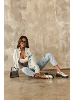 Damskie Skórzane Półbuty Na Masywnym Obcasie Srebrne Lemmitty Damskie Skórzane Półbuty Na Masywnym Obcasie Srebrne Lemmitty