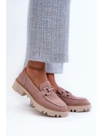 Zamszowe Mokasyny Damskie Z Ozdobą D&A TW117 Różowe