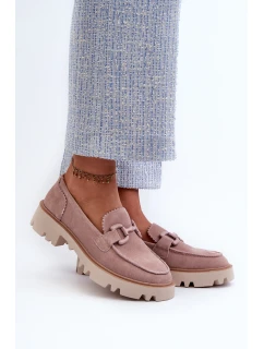 Dámské semišové mokasíny s ozdobou béžové D&A model 21660209 Béžové - S.Barski