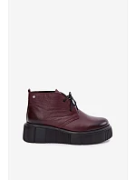 Dámské kožené polobotky na platformě s výplní model 22356068 bordó - Zazoo Dámské kožené polobotky na platformě s výplní model 22356068 bordó - Zazoo