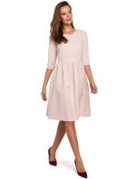 K010 Priliehavé šaty s naberaným pásom - holubičia šedá