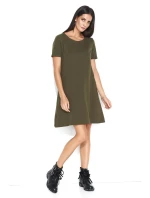 Dámske šaty na denné nosenie vo voľnom strihu krátkej khaki - Khaki - Makadamové