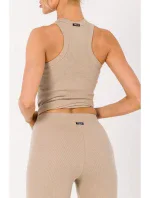 Rebrované pletené legíny M734 béžové - Moe