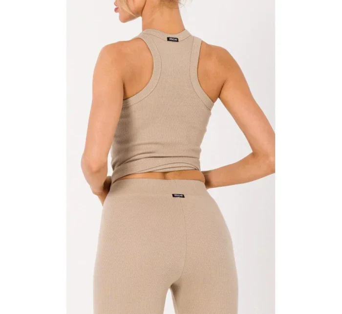 Rebrované pletené legíny M734 béžové - Moe