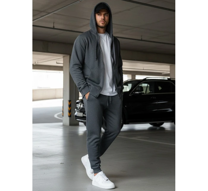 Pánska mikina na zips antracitová BX2196