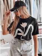 Dámské tričko oversize s 3D efektem černá model 21983071 - Dstreet