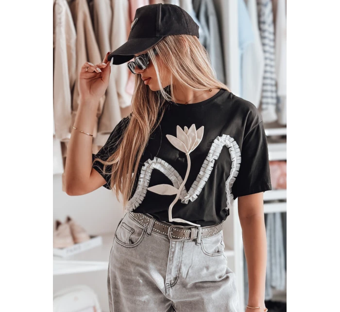 Dámské tričko oversize s 3D efektem černá model 21983071 - Dstreet