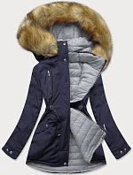 Obojstranná bunda s kapucňou tmavo modro-šedá (w213big)