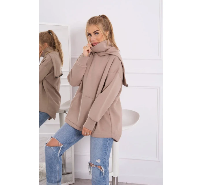 Zateplená mikina se zipem na zádech tmavě béžová Zateplená mikina se zipem na zádech tmavě béžová