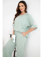 Dámska viskózna mikina a široké nohavice Butter dark mint