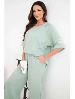 Dámska viskózna mikina a široké nohavice Butter dark mint