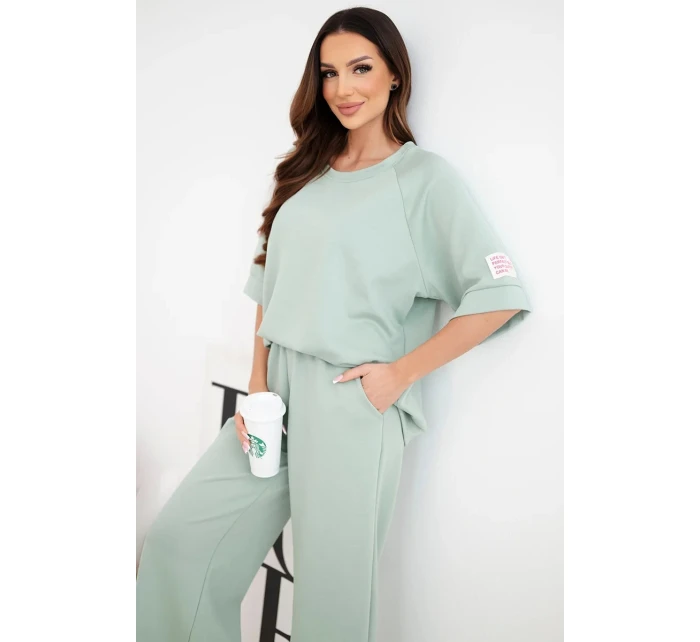 Dámska viskózna mikina a široké nohavice Butter dark mint