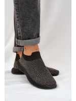 Wsuwane Buty Sportowe Damskie Ze Zdobieniem D&A TW121 Czarne Wsuwane Buty Sportowe Damskie Ze Zdobieniem D&A TW121 Czarne