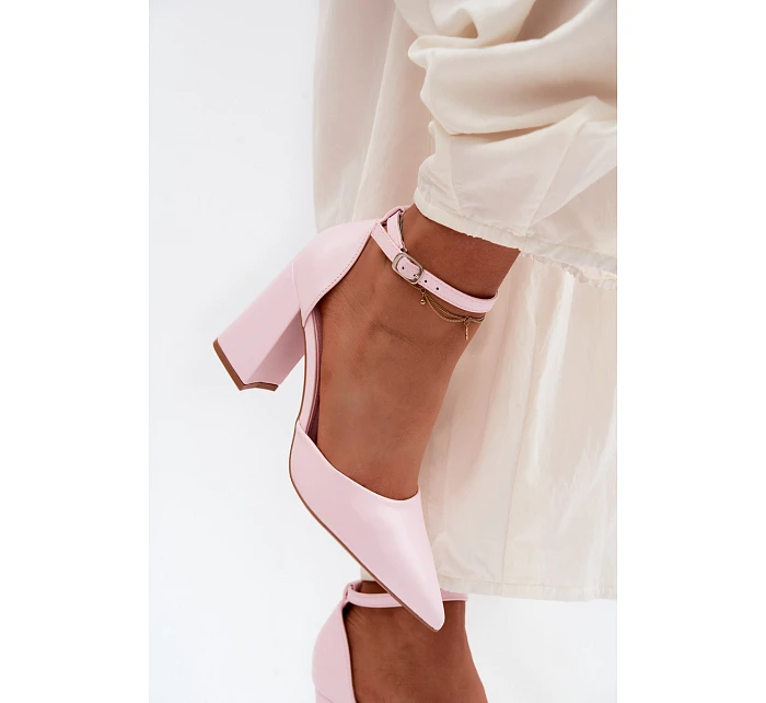 Lodičky na podpatku z umělé kůže Růžové model 22122764 - Boto