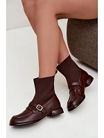 Kožené kotníkové boty s Hnědé model 22368313 - Maciejka Kožené kotníkové boty s Hnědé model 22368313 - Maciejka