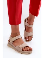 Pohodlné dámske sandále na suchý zips, béžové Iphiope