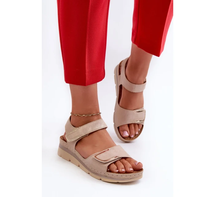 Pohodlné dámske sandále na suchý zips, béžové Iphiope
