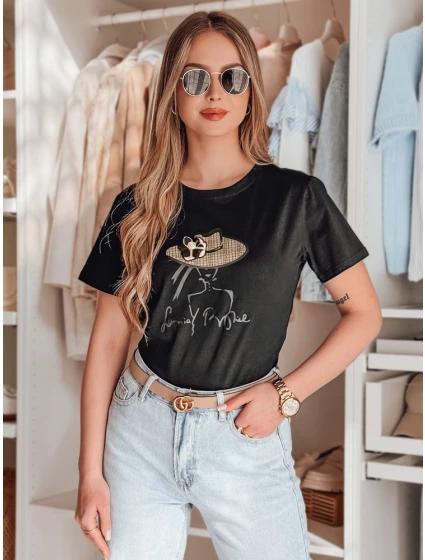 Dámské tričko s potiskem černá Dstreet model 21986824 - FashionStreet Dámské tričko s potiskem černá Dstreet model 21986824 - FashionStreet
