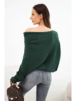 Dámský asymetrický model 22286883 svetr z viskózy modrý - K-Fashion