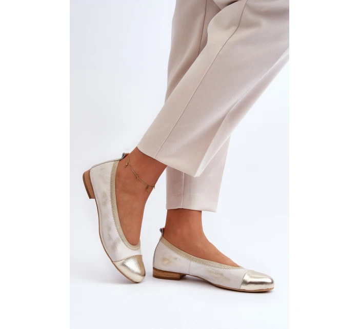 Kožené baleríny Zlaté model 21646187 - Zazoo
