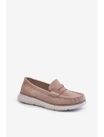 Sametové mokasíny na platformě model 21655642 Beige - SERGIO LEONE