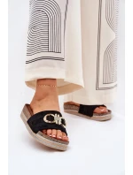 Dámské Pantofle Na Platformě S A Zlatou Dekorací Černé model 21689964 - Boto