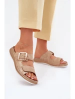 Dámské Pantofle S Přezkou A Zipem Béžové model 21702174 - Inblu