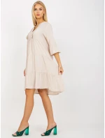 Šaty model 17408037 světle béžové - FPrice Šaty model 17408037 světle béžové - FPrice