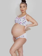 Dámska podprsenka dojčiaca top Easy Bra MAMA basic biela s kvetmi - Mitex