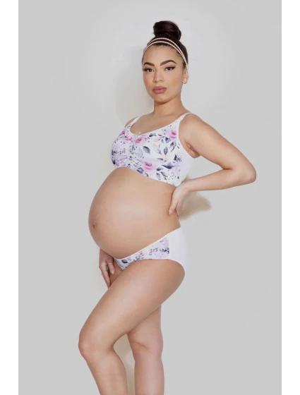 Dámska podprsenka dojčiaca top Easy Bra MAMA basic biela s kvetmi - Mitex