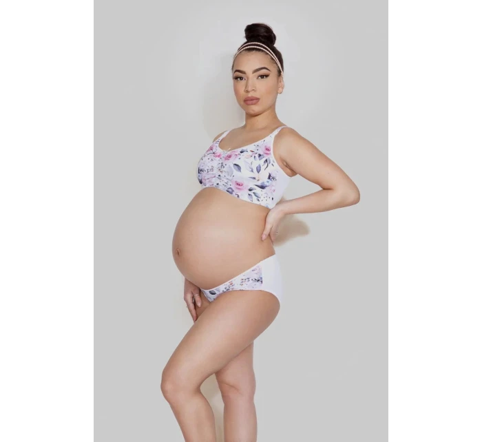 Dámska podprsenka dojčiaca top Easy Bra MAMA basic biela s kvetmi - Mitex