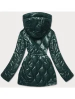 Tmavozelená dámska bunda s ozdobnou podšívkou (BH2182)