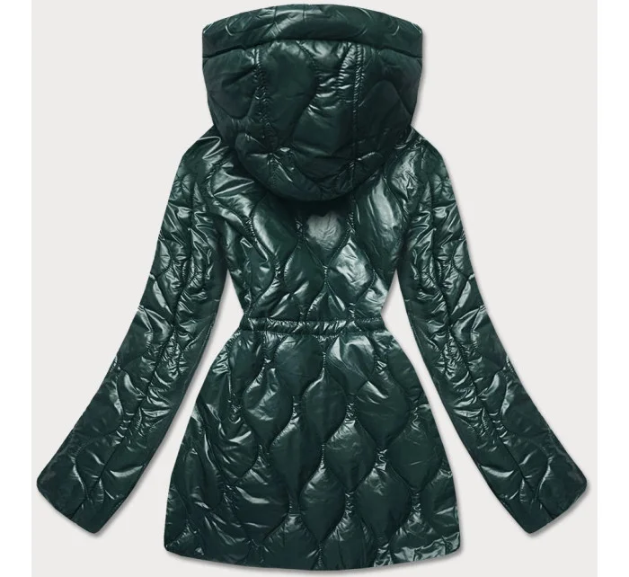 Tmavozelená dámska bunda s ozdobnou podšívkou (BH2182)