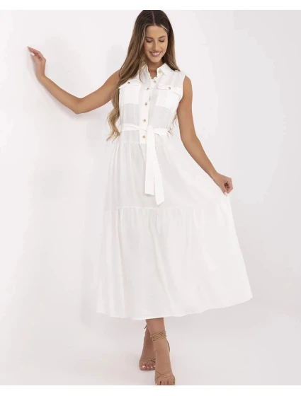 Elegantní dámské maxi šaty v krémové barvě model 21214408 - Factory Price Elegantní dámské maxi šaty v krémové barvě model 21214408 - Factory Price