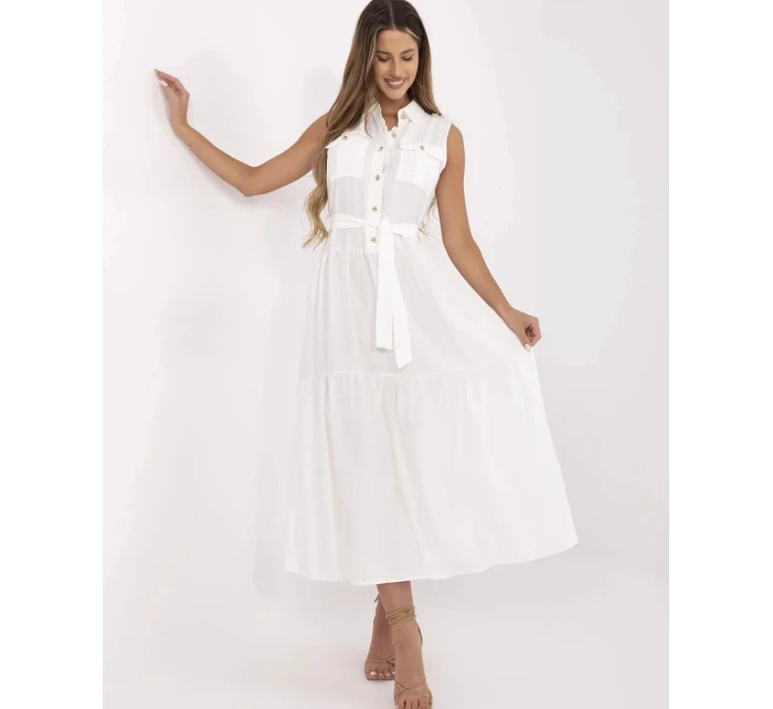 Elegantní dámské maxi šaty v krémové barvě model 21214408 - Factory Price Elegantní dámské maxi šaty v krémové barvě model 21214408 - Factory Price