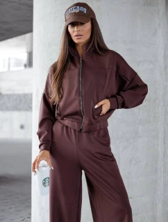Dámska súprava Chocolate - mikina so stojačikom a široké nohavice (821109)