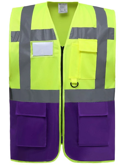 Yoko HVW 801 Hi-Vis multifunkčná vesta 79.W801 hi vis žltá/fialová Yoko HVW 801 Hi-Vis multifunkčná vesta 79.W801 hi vis žltá/fialová