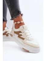 Sneakersy Damskie Na Platformie Z Eko Skóry Beżowe Lynnette Sneakersy Damskie Na Platformie Z Eko Skóry Beżowe Lynnette